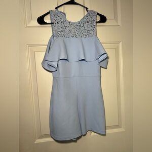 Light Blue Lace Overlay Romper
